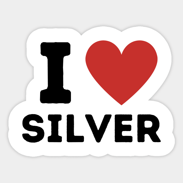 I Love Silver Simple Heart Design Sticker by Word Minimalism